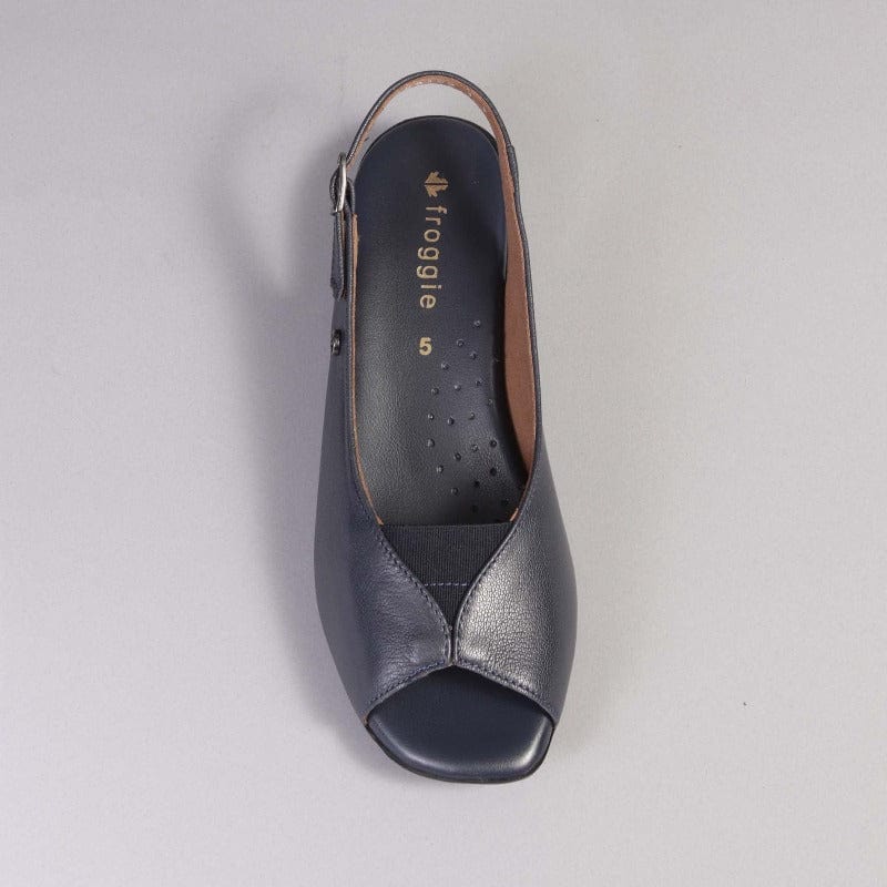 Open Toe Slingback Sandal in Navy - 10345