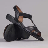 Wider Fit Slingback Flat Sandal in Black - 11016