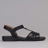 Wider Fit Slingback Flat Sandal in Black - 11016
