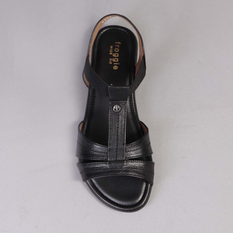 Wider Fit Slingback Flat Sandal in Black - 11016