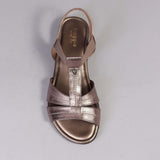 Wider Fit Slingback Flat Sandal in Lead Metallic