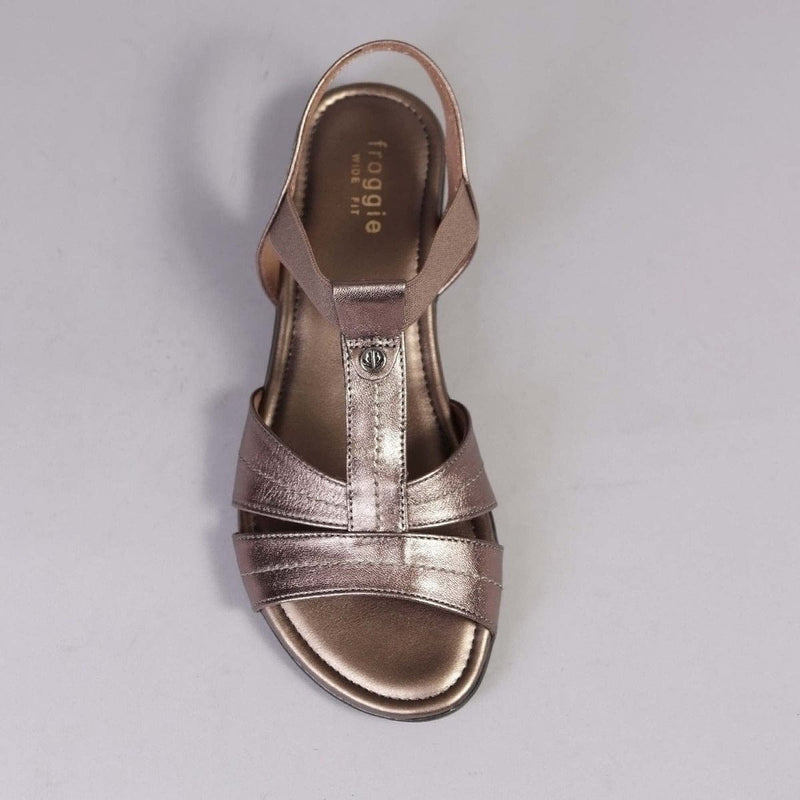 Wider Fit Slingback Flat Sandal in Lead Metallic