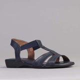 Wider Fit Slingback Flat Sandal in Navy - 11016