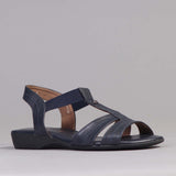 Wider Fit Slingback Flat Sandal in Navy - 11016