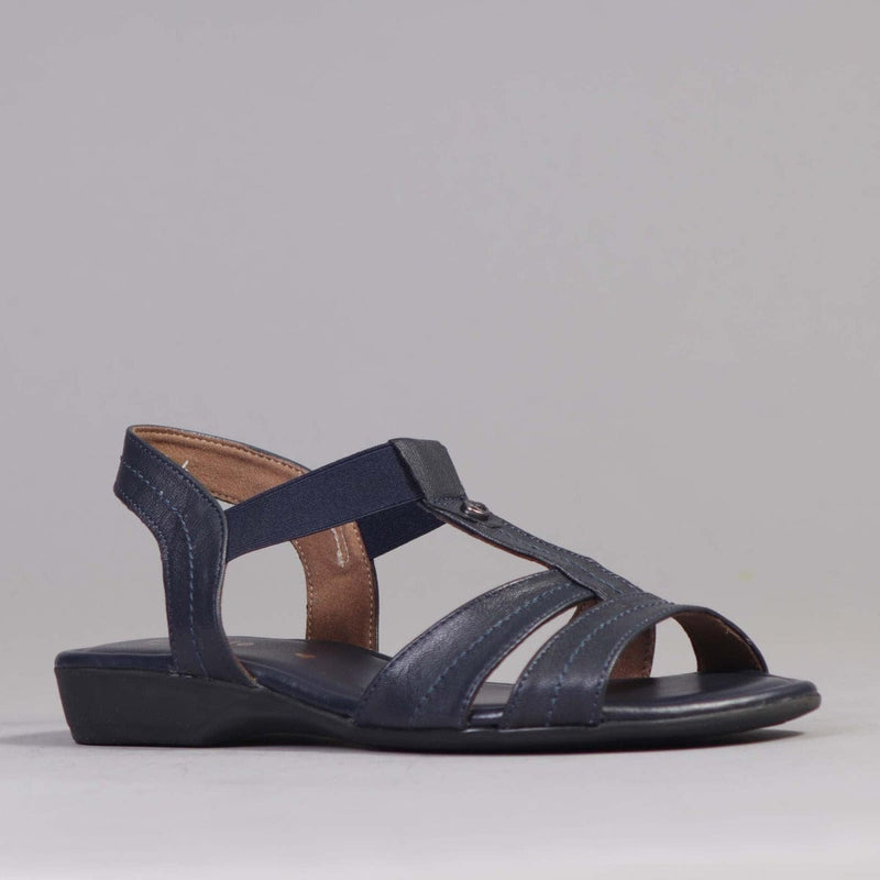 Wider Fit Slingback Flat Sandal in Navy - 11016