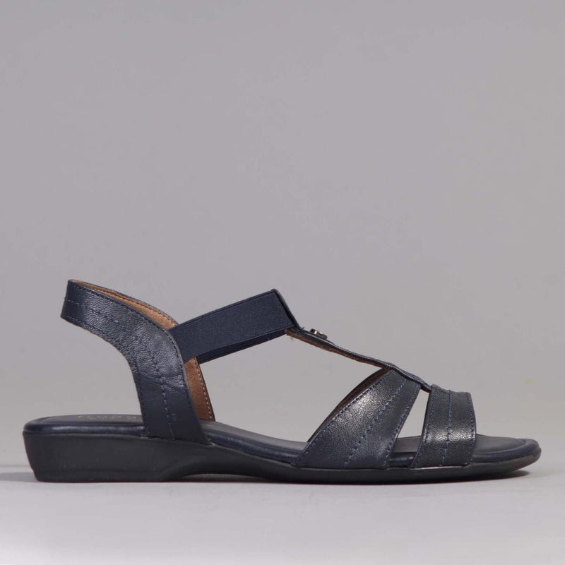Wider Fit Slingback Flat Sandal in Navy - 11016