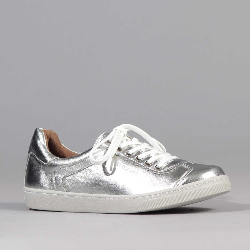 Lace-up Sneaker with Removable Footbed in Silver