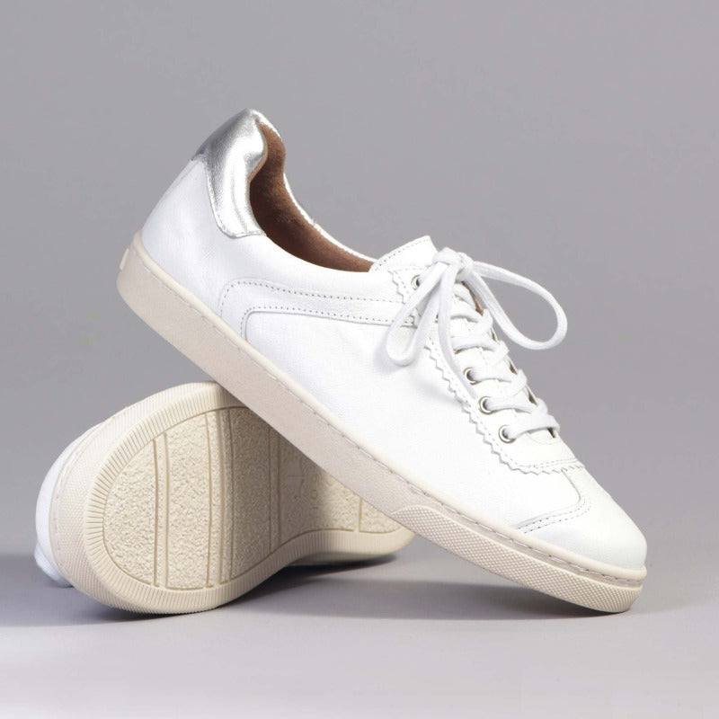 Lace-up Sneaker with Removable Footbed in White- 11400 - Froggie Shoes