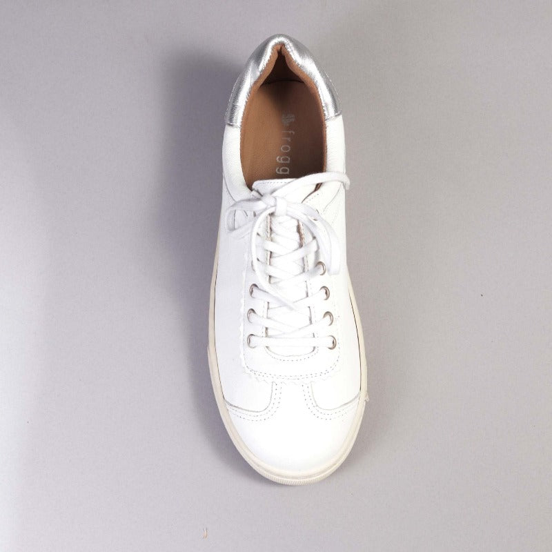 Lace-up Sneaker with Removable Footbed in White- 11400 - Froggie Shoes