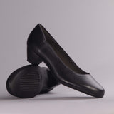 Mid-Heel Court Shoe in Black - 12635 - Froggie Shoes