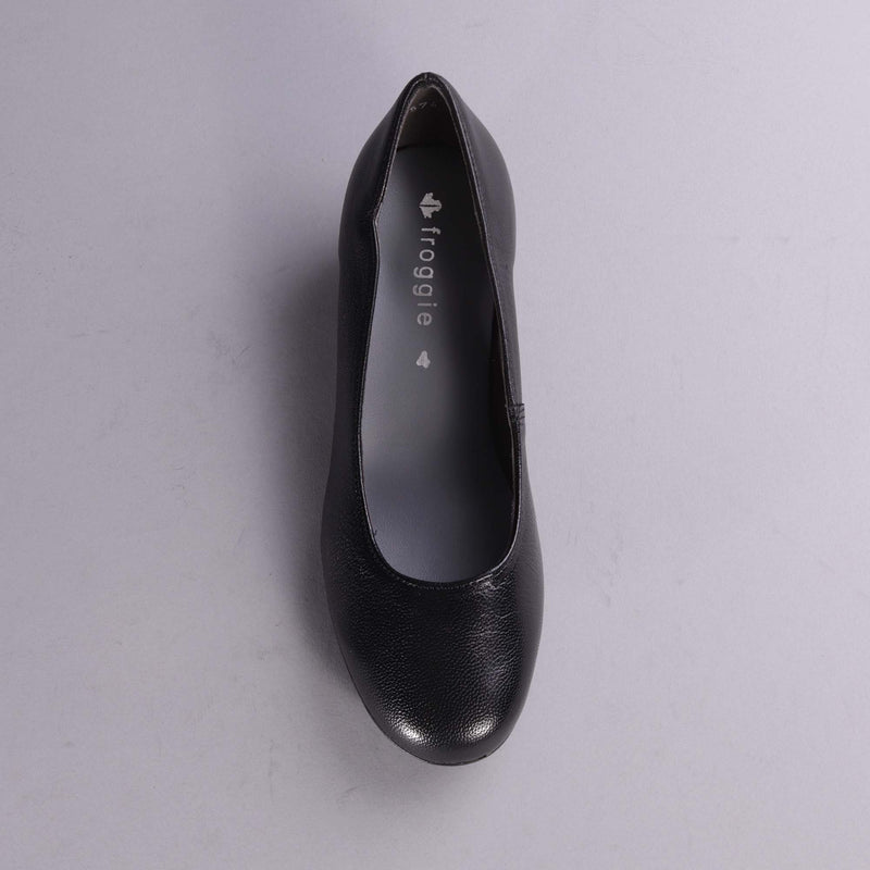 Mid-Heel Court Shoe in Black - 12635 - Froggie Shoes