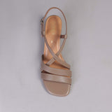 Wider Fit Mid Heel Slingback Sandal in Stone - 12223