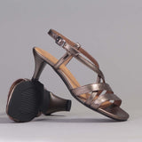 Wider Fit Mid Heel Slingback Sandal in Lead Metallic - 12223