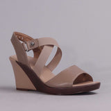 Crossover Wedge Sandal in Stone - 12288 Froggie Shoes