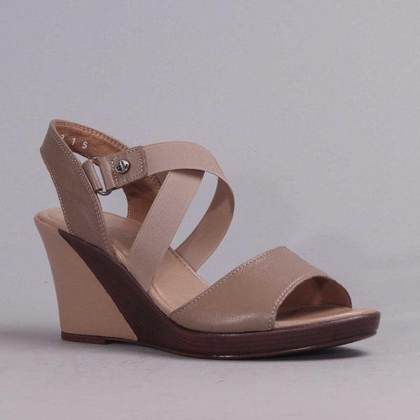 Crossover Wedge Sandal in Stone - 12288 Froggie Shoes