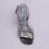 Mid Heel Slingback Sandal in Multi Metallic