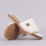 Flat Mule Sandal in Cream - 12398