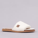 Flat Mule Sandal in Cream - 12398