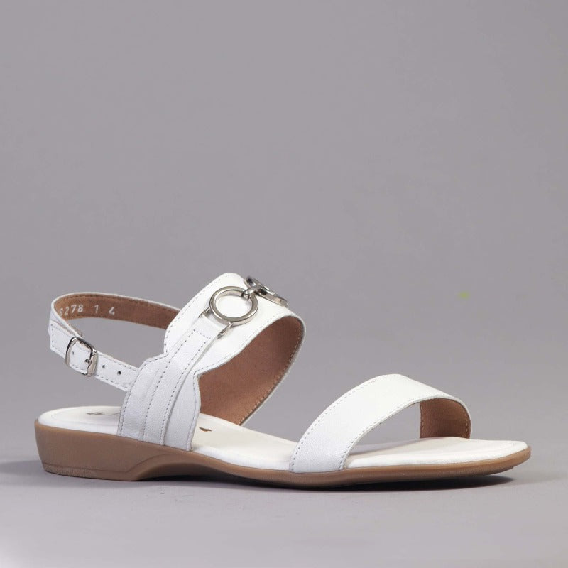 Slingback Flat Sandal in White - 12414