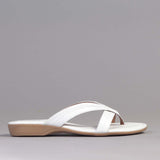 Wider Fit Crossover Flat Thong Sandal in White