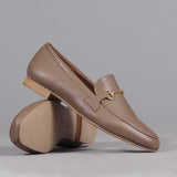 Froggie Loafer with Gold Trim in Stone