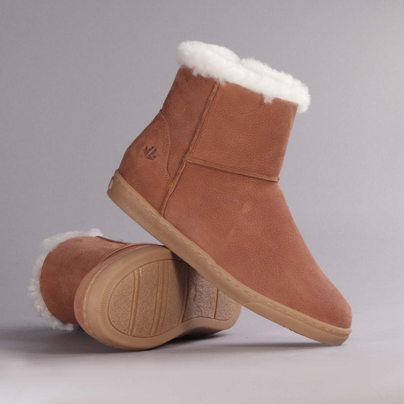 Fur-lined Ankle Boot in Tobacco - 12455