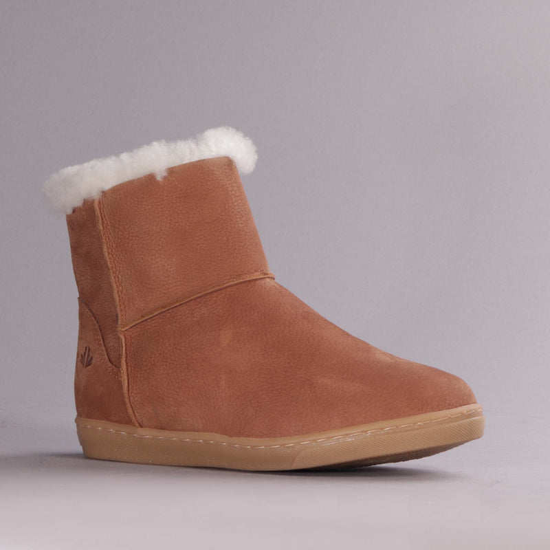 Fur-lined Ankle Boot in Tobacco - 12455