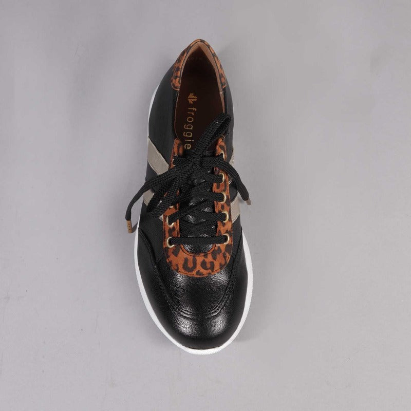 Froggie Lace-up Glam Sneakers in Black