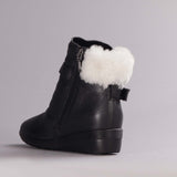 Fur Collar Ankle Boot in Black