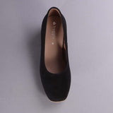 Block Heel Court Shoe in Black