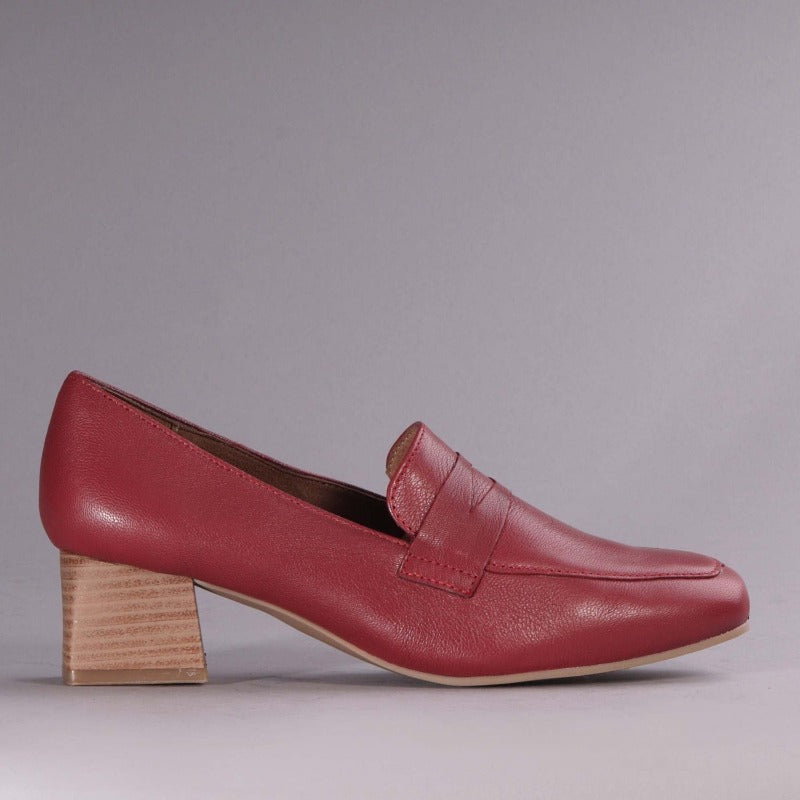 Block Heel Loafer in red - Froggie ZA your step, our shoes – Froggie Shoes