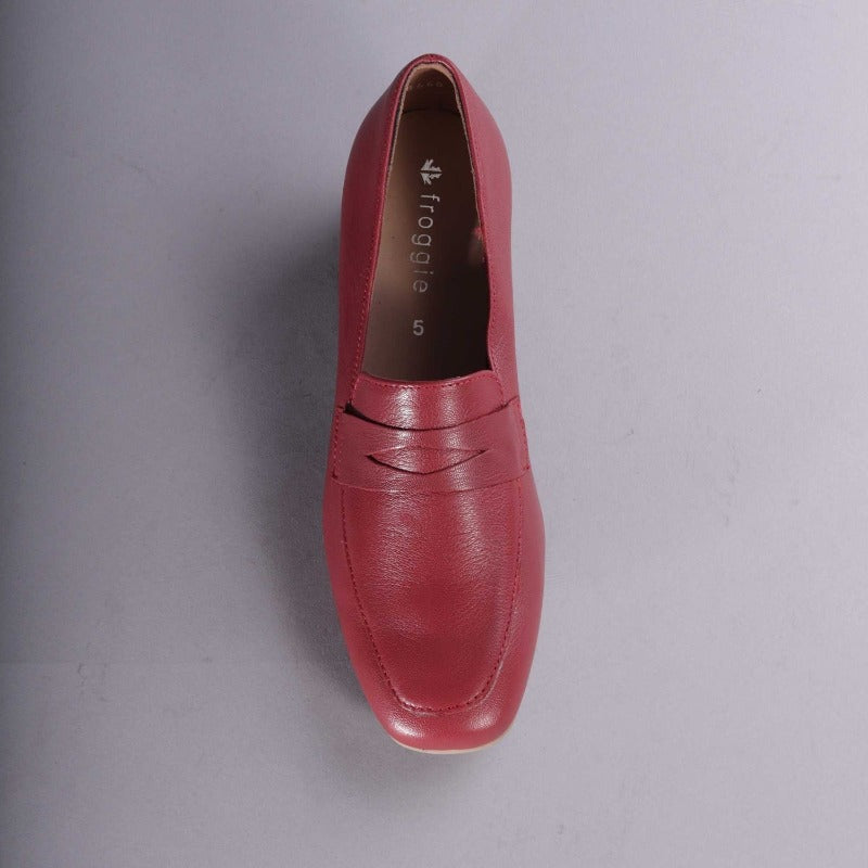 Block Heel Loafer in Red