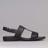 Slingback Flat Sandal in Black - 12505