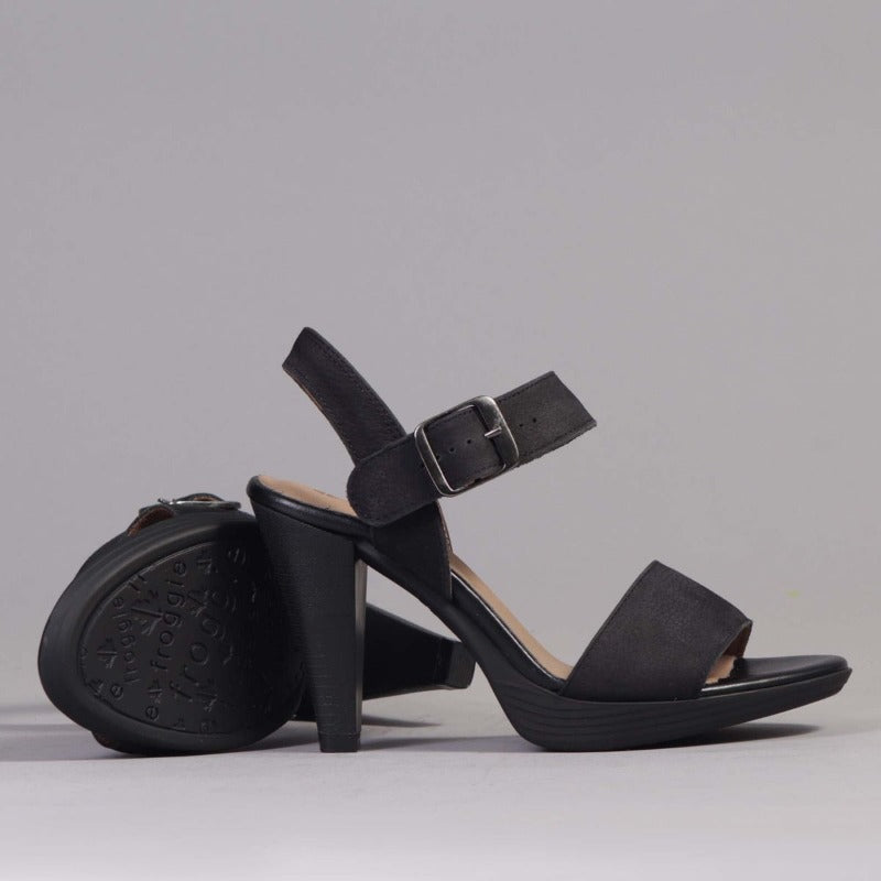 High heel Slingback Sandals in Black - 12511