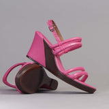 Padded Strap Slingback Wedge in Hot Pink - 12514