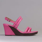 Padded Strap Slingback Wedge in Hot Pink - 12514