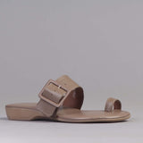 Buckle Strap Flat Sandals in Stone - 12521
