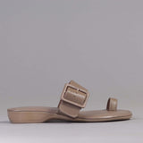 Buckle Strap Flat Sandals in Stone - 12521