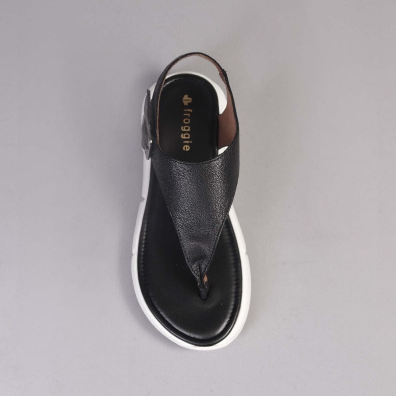 Slingback Thong Sandal in Black - 12523
