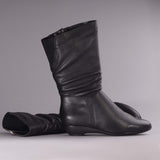 Ruched Mid-calf Boot in Black – 12527