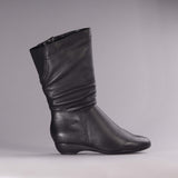 Ruched Mid-calf Boot in Black – 12527