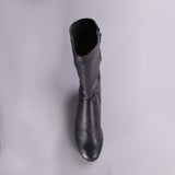 Ruched Mid-calf Boot in Black – 12527