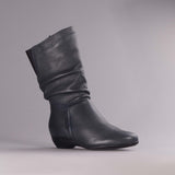 Ruched Mid-calf Boot in Navy – 12527
