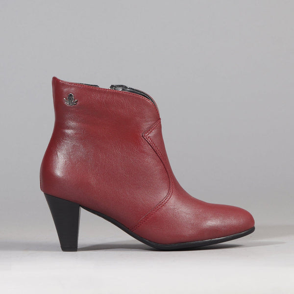Pointed Ankle Boot in Red - 12528