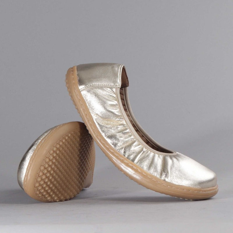 Elasticated Barefoot Pump with Removable Footbed in Gold
