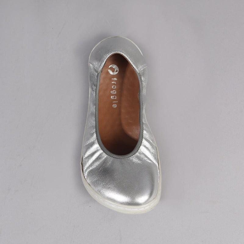 Elasticated Barefoot Pump with Removable Footbed in Silver Multi - 12530 - Froggie Shoes
