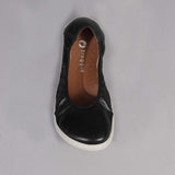 Elasticated Barefoot Pump with Removable Footbed in Black - 12530 Froggie Shoes