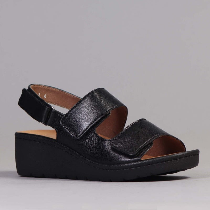 2-Strap Sandal with Removable Footbed in Black - 12533