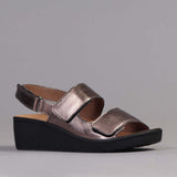 Sandal with Removable Footbed in Lead Metallic