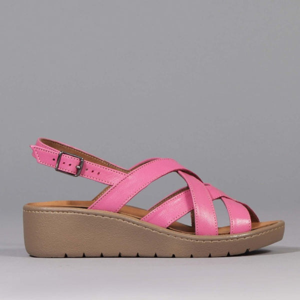 Strappy Slingback Sandal with Removable Footbed in Hot Pink - 12534